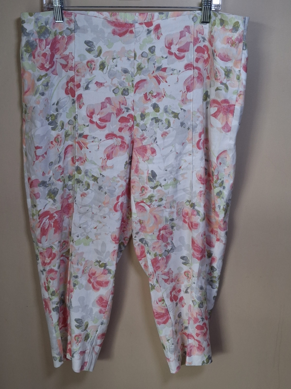 J. Jill Linen Stretch Women's Floral Cropped Pants; Size LP